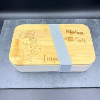 Lunchbox Uno, Brotbox für die Einschulung, Schulanfang, Ausflüge mit und Trenneinsatz Elastikband Bild 2