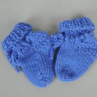 Babysocken Babyschuhe blau Wolle 0-3 Monate Bild 2