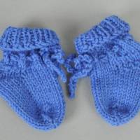 Babysocken Babyschuhe blau Wolle 0-3 Monate Bild 3