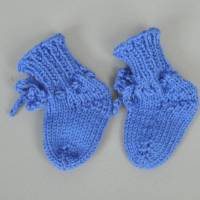 Babysocken Babyschuhe blau Wolle 0-3 Monate Bild 4