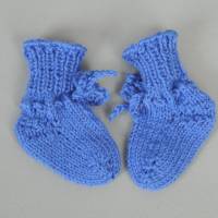 Babysocken Babyschuhe blau Wolle 0-3 Monate Bild 5