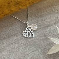Silberkette mit Herz & Rosenquarz Anhänger Bild 2