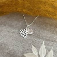 Silberkette mit Herz & Rosenquarz Anhänger Bild 6