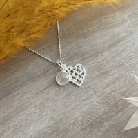 Silberkette mit Herz & Rosenquarz Anhänger Bild 8