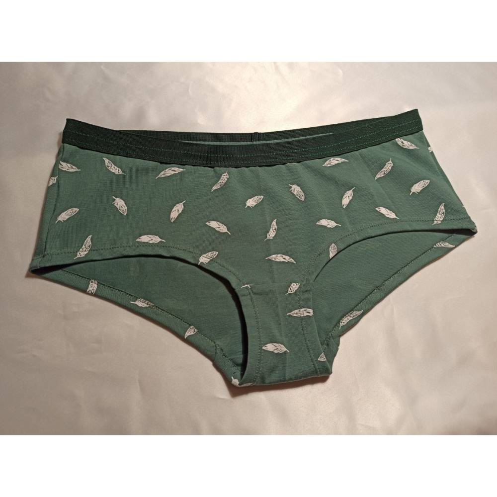 Unterhose für Frauen, Damen Hipster, handmade Damenunterwäsche, Slip, "Federn grün" Bild 1