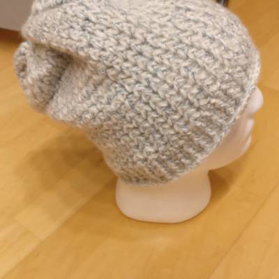 gehäkelte Long Beanie Mützen, mit Mohair und Angora Anteil