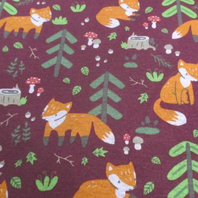 Alpenfleece Sweat Kuschelsweat Fuchs bordeauxrot (1m/15,-€)