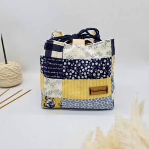 Projekttasche für 300-400g Wolle, Strickprojektbeutel, Komebukuro Bag, Japanische Reistasche Bild 1