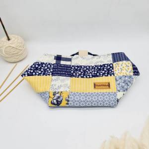 Projekttasche für 300-400g Wolle, Strickprojektbeutel, Komebukuro Bag, Japanische Reistasche Bild 3