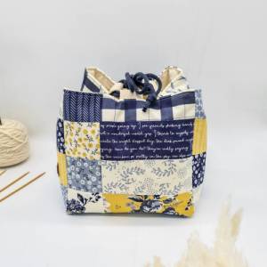 Projekttasche für 300-400g Wolle, Strickprojektbeutel, Komebukuro Bag, Japanische Reistasche Bild 4