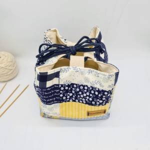 Projekttasche für 300-400g Wolle, Strickprojektbeutel, Komebukuro Bag, Japanische Reistasche Bild 6