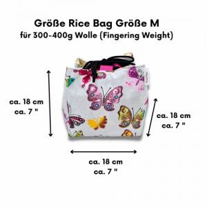 Projekttasche für 300-400g Wolle, Strickprojektbeutel, Komebukuro Bag, Japanische Reistasche Bild 7