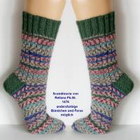 Ringel-Socken handgestrick, Damen und Männer Wollsocken, grün bunte braun grau Herrensocken, Wintersocken Bild 1