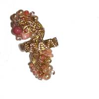 Ring pastell rosa handmade verstellbar Koralle Perlen und Glas funkelnd wirework Spiralring boho Bild 6