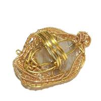 Ring handgemacht in creme beige Achat in wirework goldfarben handgewebt statementring Bild 5