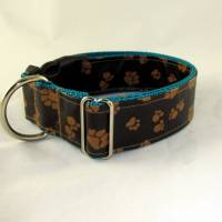 Hundehalsband "Paws" Halsband braun/petrol Outdoor verstellbar mit Klickverschluss Kunststoff oder Metall Bild 1