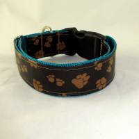 Hundehalsband "Paws" Halsband braun/petrol Outdoor verstellbar mit Klickverschluss Kunststoff oder Metall Bild 2