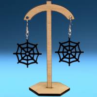 Halloween - Spinnennetz - Ohrringe aus schwarzem Acryl Bild 2