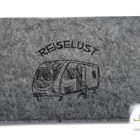 Reiseetui Familienetui *Camper / Wohnmobil* für Reiseunterlagen - personalisierbar mit Namen - grau-meliert Bild 1