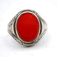 835 Silber Ring mit rotem Karneol aus den 40er Jahren RG 65 Bild 2