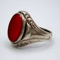 835 Silber Ring mit rotem Karneol aus den 40er Jahren RG 65 Bild 3