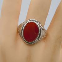 835 Silber Ring mit rotem Karneol aus den 40er Jahren RG 65 Bild 5