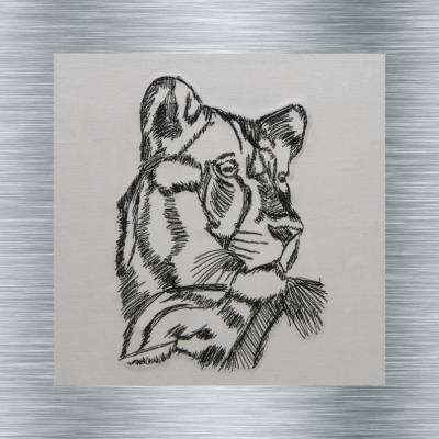 Stickdatei Löwin Phantasie gekritzelt - 13 x 18 Rahmen - Afrika Tiere, Wüstentiere, Steppentier Stickmotive