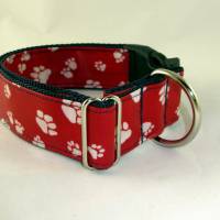 Hundehalsband "Paws" Halsband rot/blau Outdoor verstellbar mit Klickverschluss Kunststoff oder Metall Bild 2