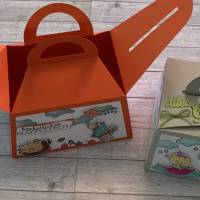 Geschenkbox / Geschenkverpackung zum Geburtstag oder anderen Anlässen, „niedliche Grüße“ für Kinder, Handarbeit Bild 1