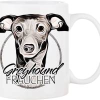 Hunde-Tasse GREYHOUND FRAUCHEN mit Hunderasse im Cartoon-Stil┊tolle Geschenkidee für Hundebesitzer Bild 1