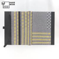 Notizbuch, grau gelb weiß schwarz, Stiftschlaufe, DIN A5, 150 Blatt, Grubentuch Unikat Bild 2