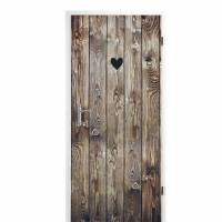 selbstklebendes Türbild - Holztür Herz 0,9 x 2 m (16,66 €/m²) - Türtapete Türposter Klebefolie Dekorfolie Bild 1