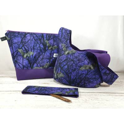 Projekttasche Fledermäuse Lila, verschiedene Modelle