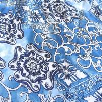 Viskose-Stoff in stahlblau mit dekorativem Paisley-Muster - Reststück - Bild 2