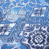 Viskose-Stoff in stahlblau mit dekorativem Paisley-Muster - Reststück - Bild 3