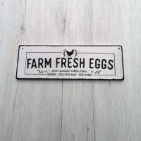 Farm Fresh Eggs Farmhouse Landhaus Hühner Country Küche Holzschild im Shabby Stil Spruchtafel Bild 7