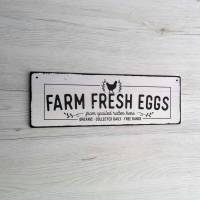 Farm Fresh Eggs Farmhouse Landhaus Hühner Country Küche Holzschild im Shabby Stil Spruchtafel Bild 8