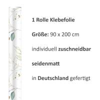 2 x 0,9 m selbstklebende Folie - Floral weiß/grün/gold (16,66 €/m²) Klebefolie Dekorfolie Möbelfolie Bild 3