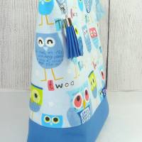 KinderKulturbeutel mit blauen Eulen | Windeltasche für Kinder | Waschtasche für unterwegs Bild 3