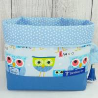 KinderKulturbeutel mit blauen Eulen | Windeltasche für Kinder | Waschtasche für unterwegs Bild 4