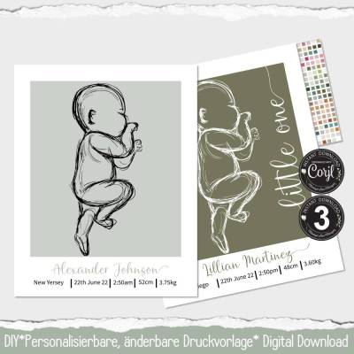 Personalisiertes Geschenk zur Geburt • Baby Poster • DIY • Druckbar | 3 | 1002