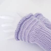 Pulswärmer 100 % Merino-Wolle handgestrickt hell-lila oder Wunschfarbe - Damen - Einheitsgröße - Modell 4 Bild 3