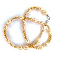 Perlenkette in Curry gelb mit Silber Karabiner Keshi Perle Bild 2