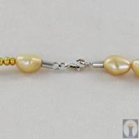 Perlenkette in Curry gelb mit Silber Karabiner Keshi Perle Bild 3