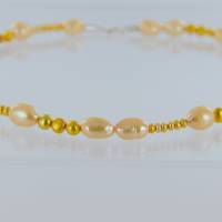 Perlenkette in Curry gelb mit Silber Karabiner Keshi Perle Bild 7