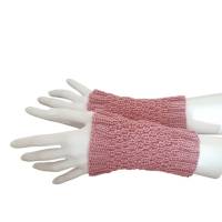 Pulswärmer 100 % Merino-Wolle handgestrickt altrosa oder Wunschfarbe - Damen - Einheitsgröße - Modell 6 Bild 1