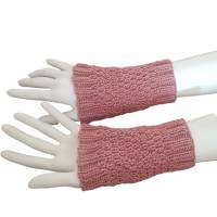 Pulswärmer 100 % Merino-Wolle handgestrickt altrosa oder Wunschfarbe - Damen - Einheitsgröße - Modell 6 Bild 2