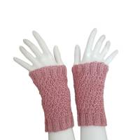 Pulswärmer 100 % Merino-Wolle handgestrickt altrosa oder Wunschfarbe - Damen - Einheitsgröße - Modell 6 Bild 4