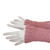 Pulswärmer 100 % Merino-Wolle handgestrickt altrosa oder Wunschfarbe - Damen - Einheitsgröße - Modell 6 Bild 5