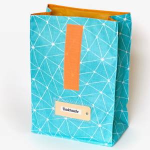 Lunchbag / Badetasche groß, türkis- orange, graphisches Muster, wasserabweisend von Lieblingsschnitte Bild 2